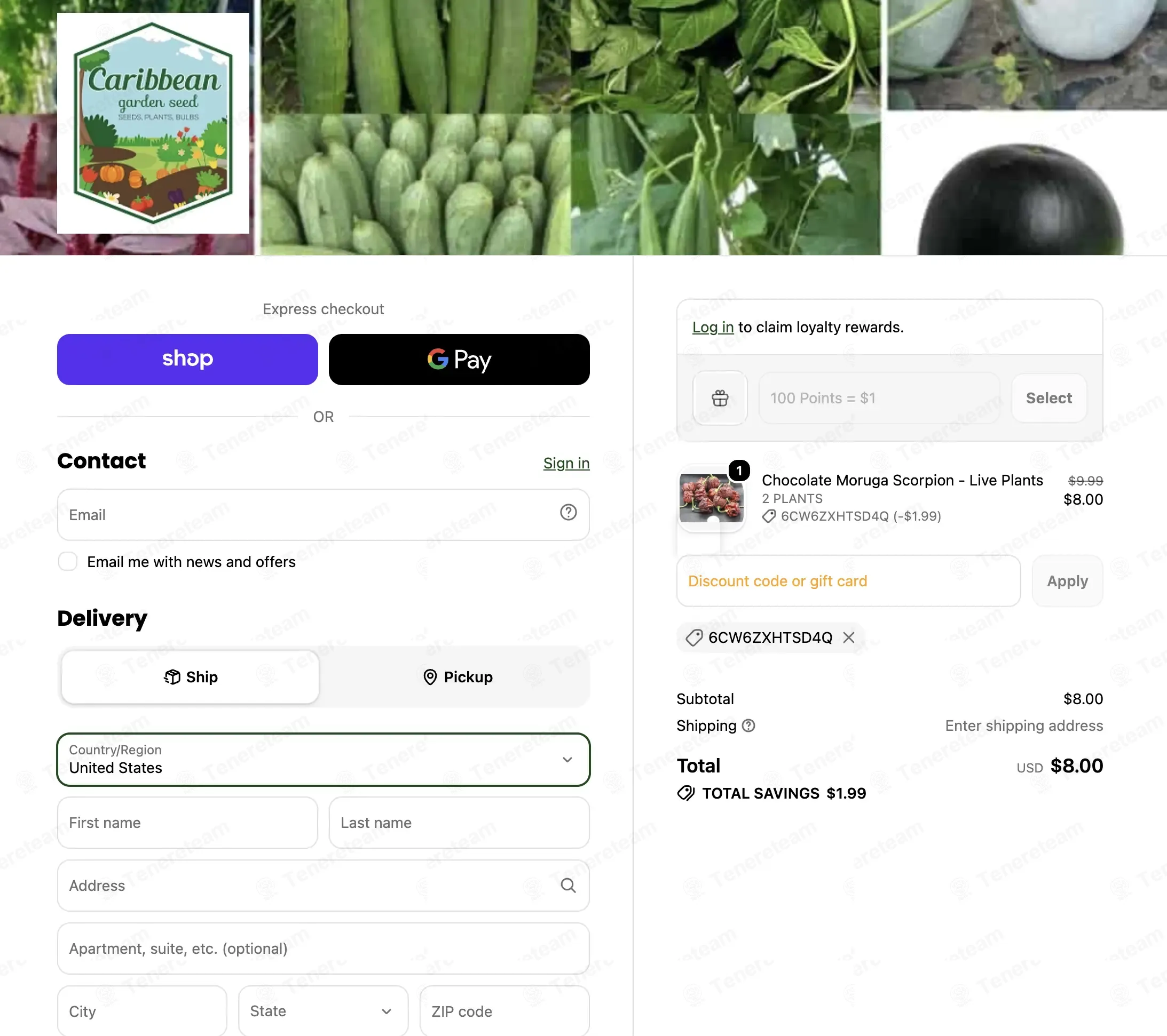 Caribbean Garden Seed coupon code: 20% off with 6CW6ZXHTSD4Q. Tested and valid as 51 seconds ago.