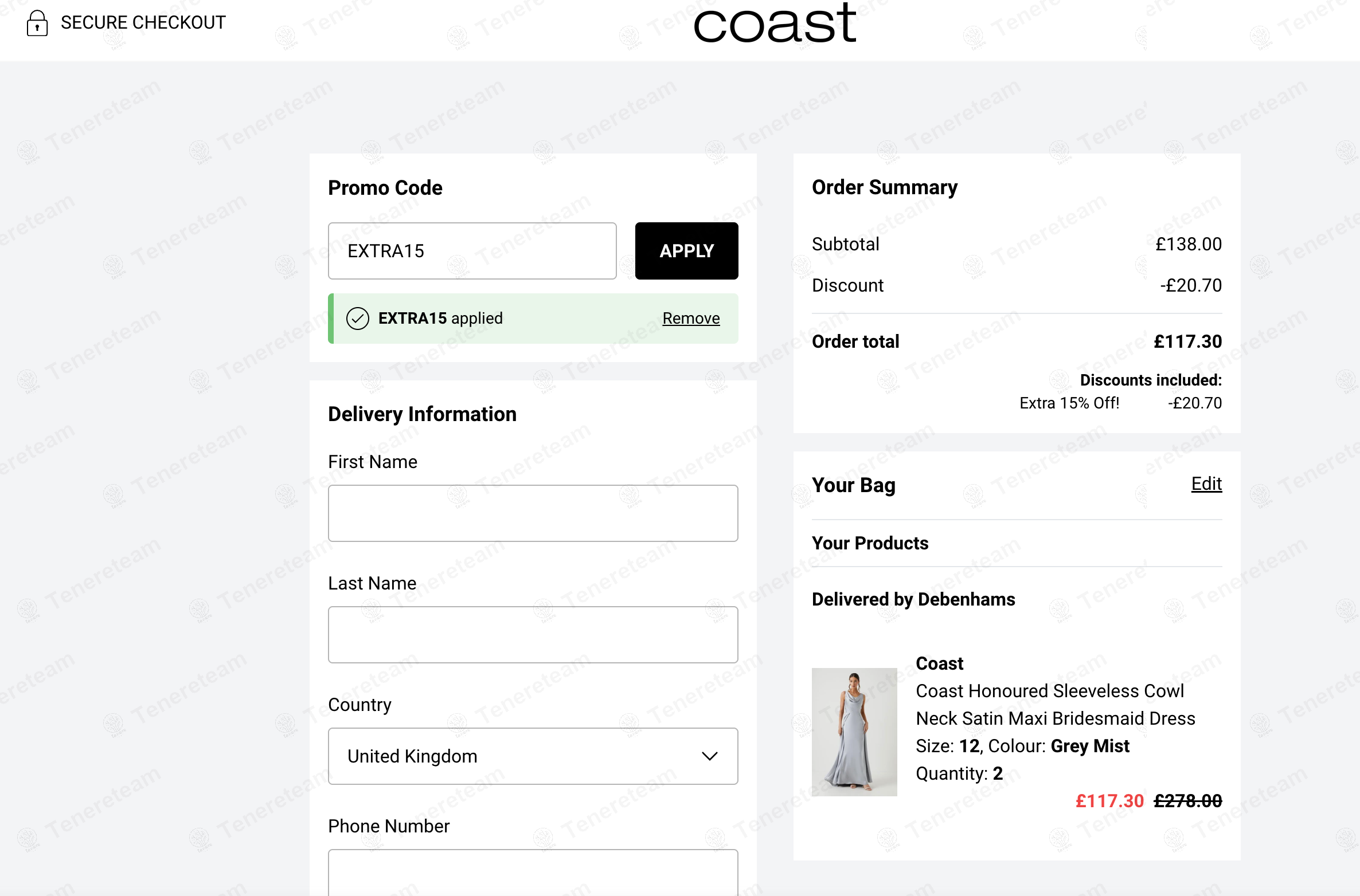 Coast Fashion coupon code: 15% off with EXTRA15. Tested and valid as 1 year ago.