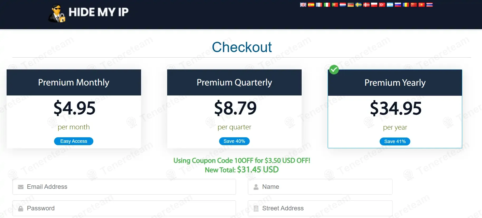 Hide My IP coupon code: 10% off with 10OFF. Tested and valid as 3 days ago.