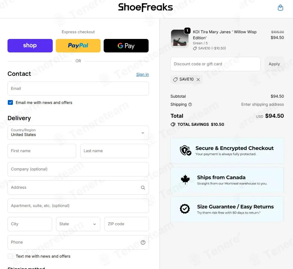 Shoe Freaks coupon code: 10% off with SAVE10. Tested and valid as 2 weeks ago.