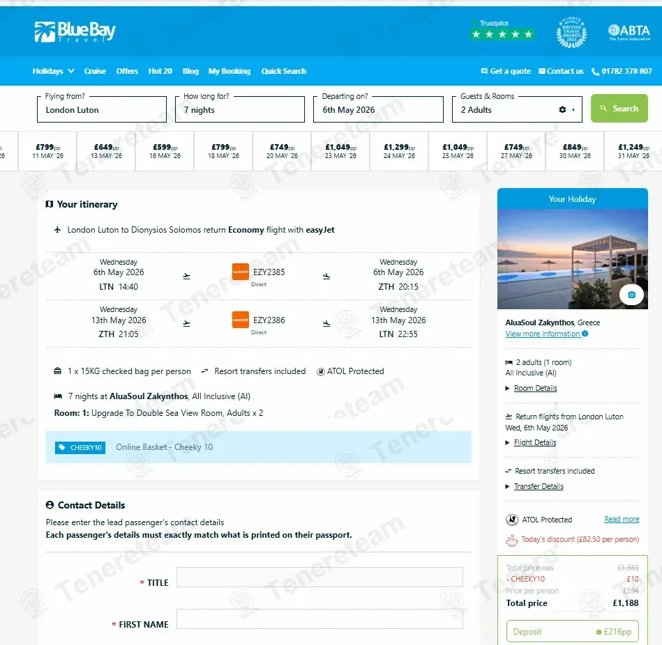 Blue Bay Travel apply coupon code