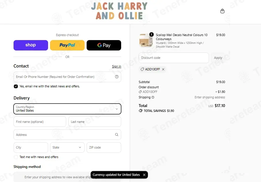 Jack Harry and Ollie coupon code: 10% off with ADD10OFF. Tested and valid as 2 weeks ago.