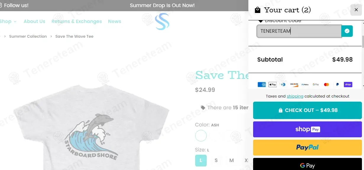 Starboard Shore coupon code: 5% off with TENERETEAM. Tested and valid as 1 year ago.