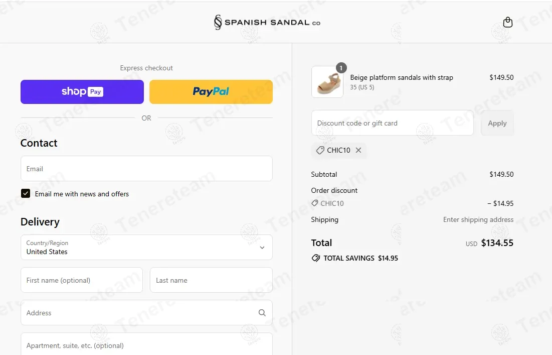 The Spanish Sandal Company coupon code re-checked and confirmed working at checkout