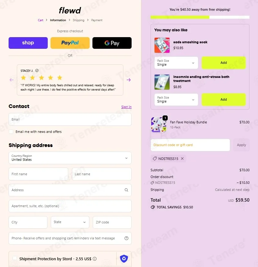 Flewd Stresscare coupon code: 15% off with NOSTRESS15. Tested and valid as 6 months ago.
