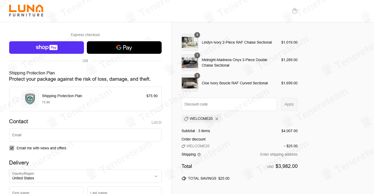 Luna Furniture coupon code: $25 off with WELCOME25. Tested and valid as 1 year ago.