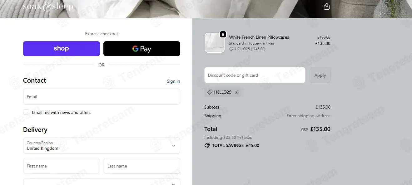 Soakandsleep.com coupon code: 25% off with hello25. Tested and valid as 8 months ago.