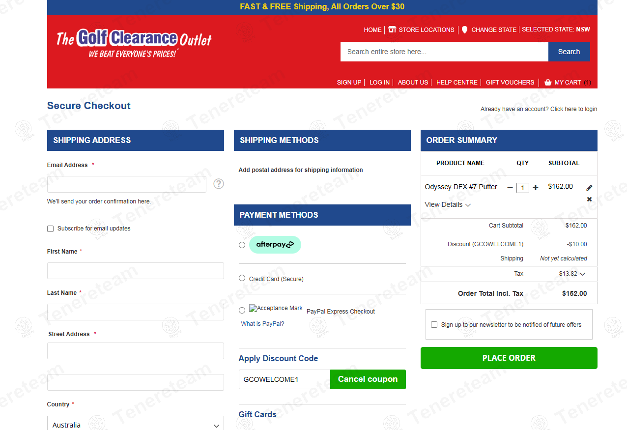Golf Clearance Outlet coupon code: $10 off with GCOWELCOME1. Tested and valid as 1 year ago.