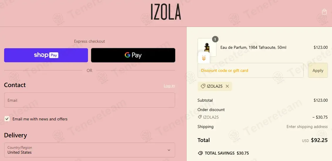 Izola coupon code: 25% off with IZOLA25. Tested and valid as 1 year ago.