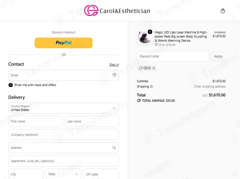 Carol Esthetician coupon code verified as working at checkout