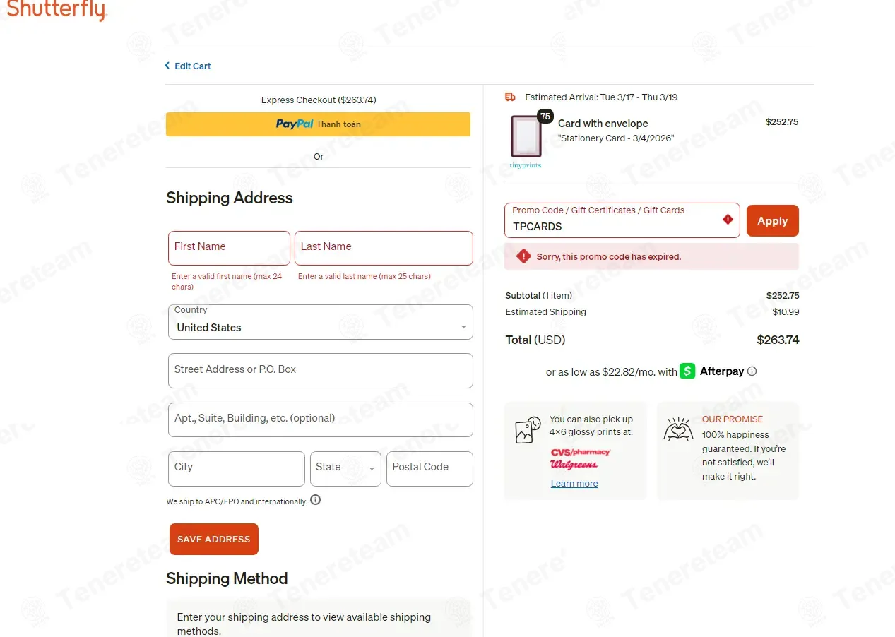 Tiny Prints coupon code: 100% off with TPCARDS. Tested and valid as 4 months ago.