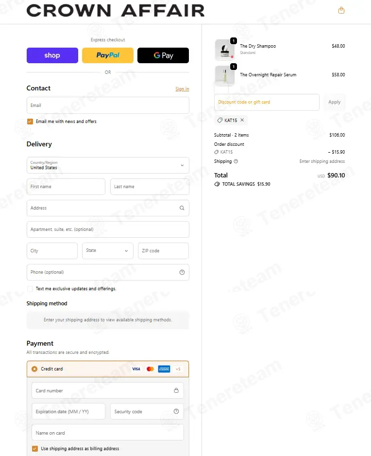 Crown Affair coupon code: 15% off with KAT15. Tested and valid as 7 months ago.