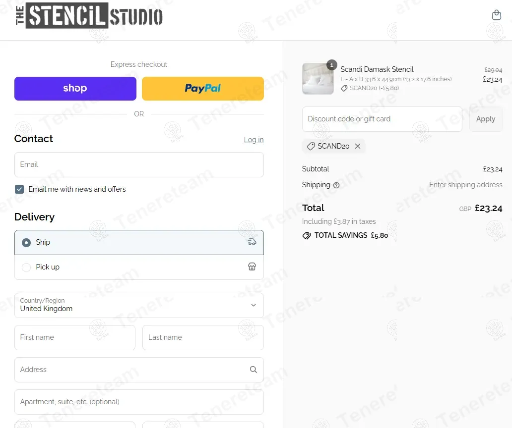 The Stencil Studio coupon code: 20% off with SCAND20. Tested and valid as 9 months ago.