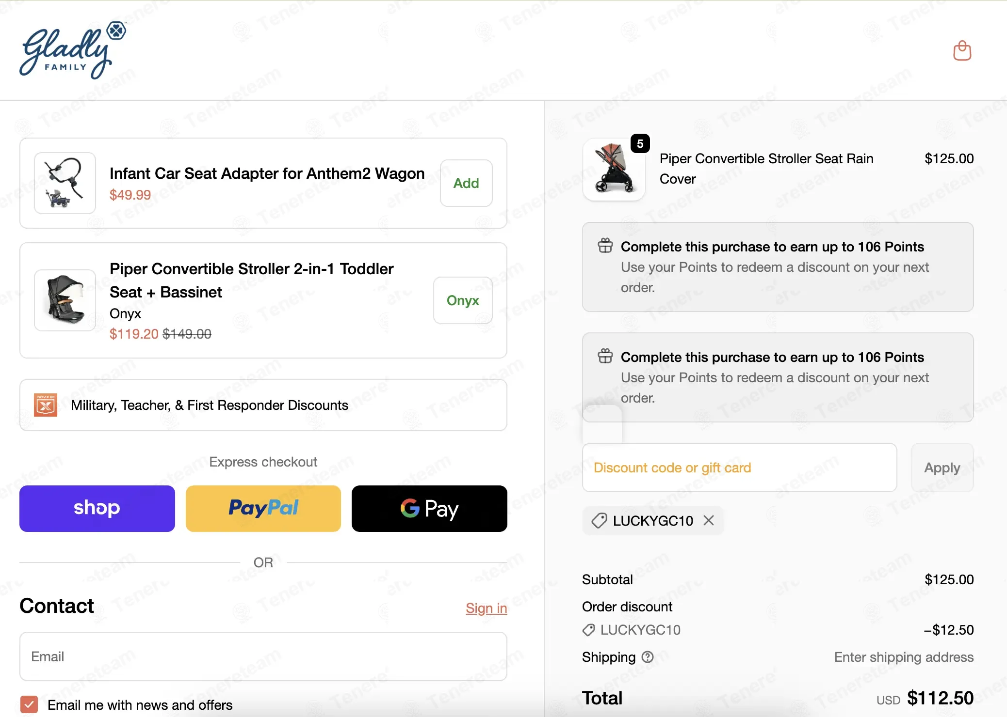 Gladly Family coupon code: 10% off with LUCKYGC10. Tested and valid as 4 days ago.