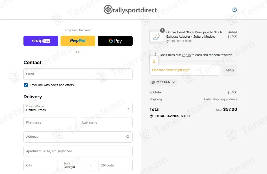 Rally Sport Direct coupon code: 5% off with 5OFFRSD. Tested and valid as 11 months ago.