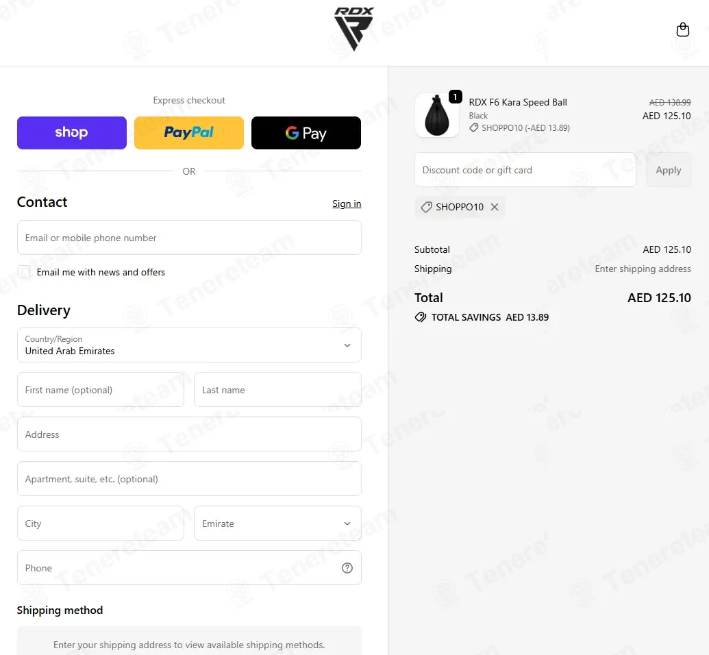 RDX Sports AE coupon code: 10% off with SHOPPO10. Tested and valid as 1 month ago.