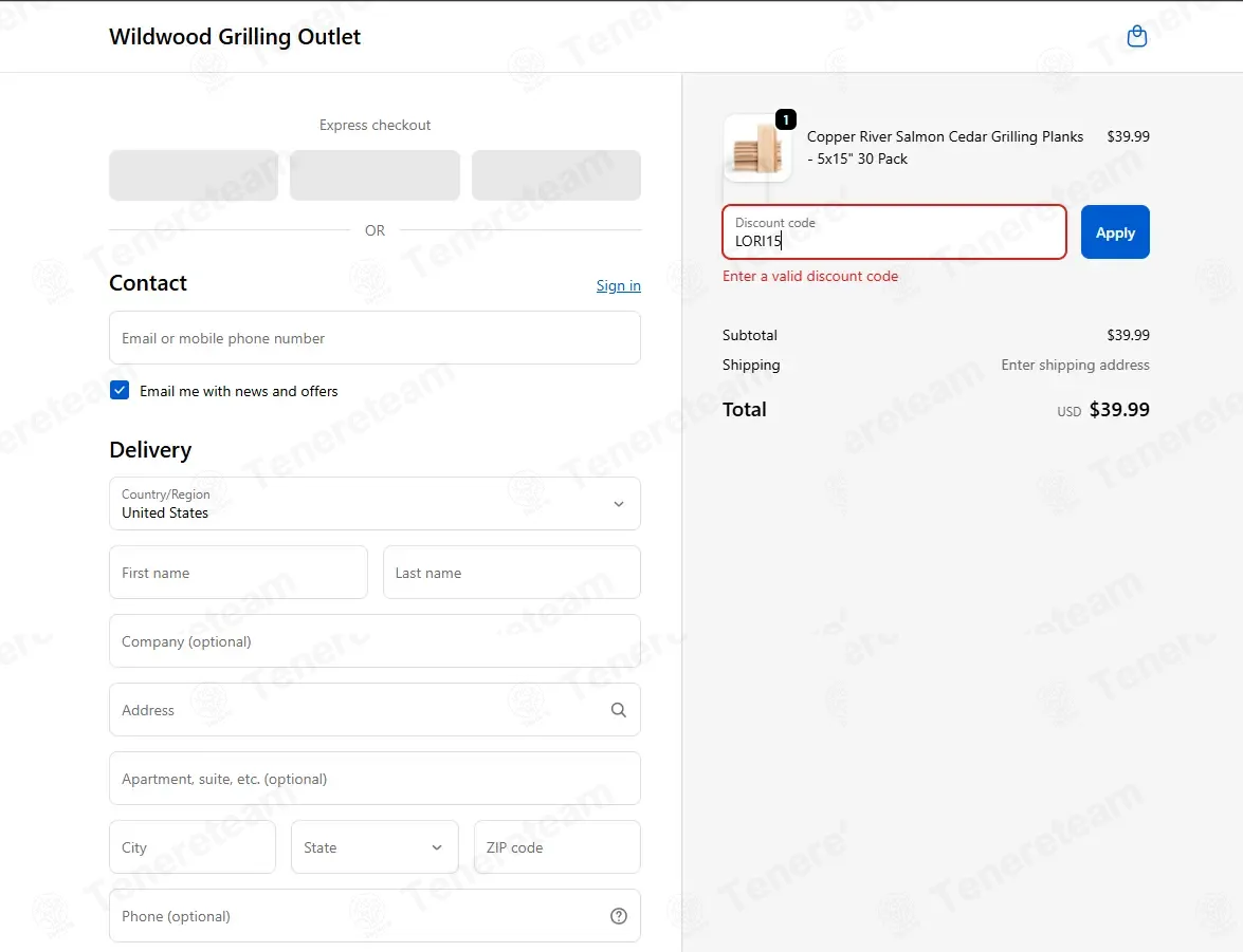 Wildwood Grilling Outlet coupon code: 15% off with LORI15. Tested and valid as 2 months ago.