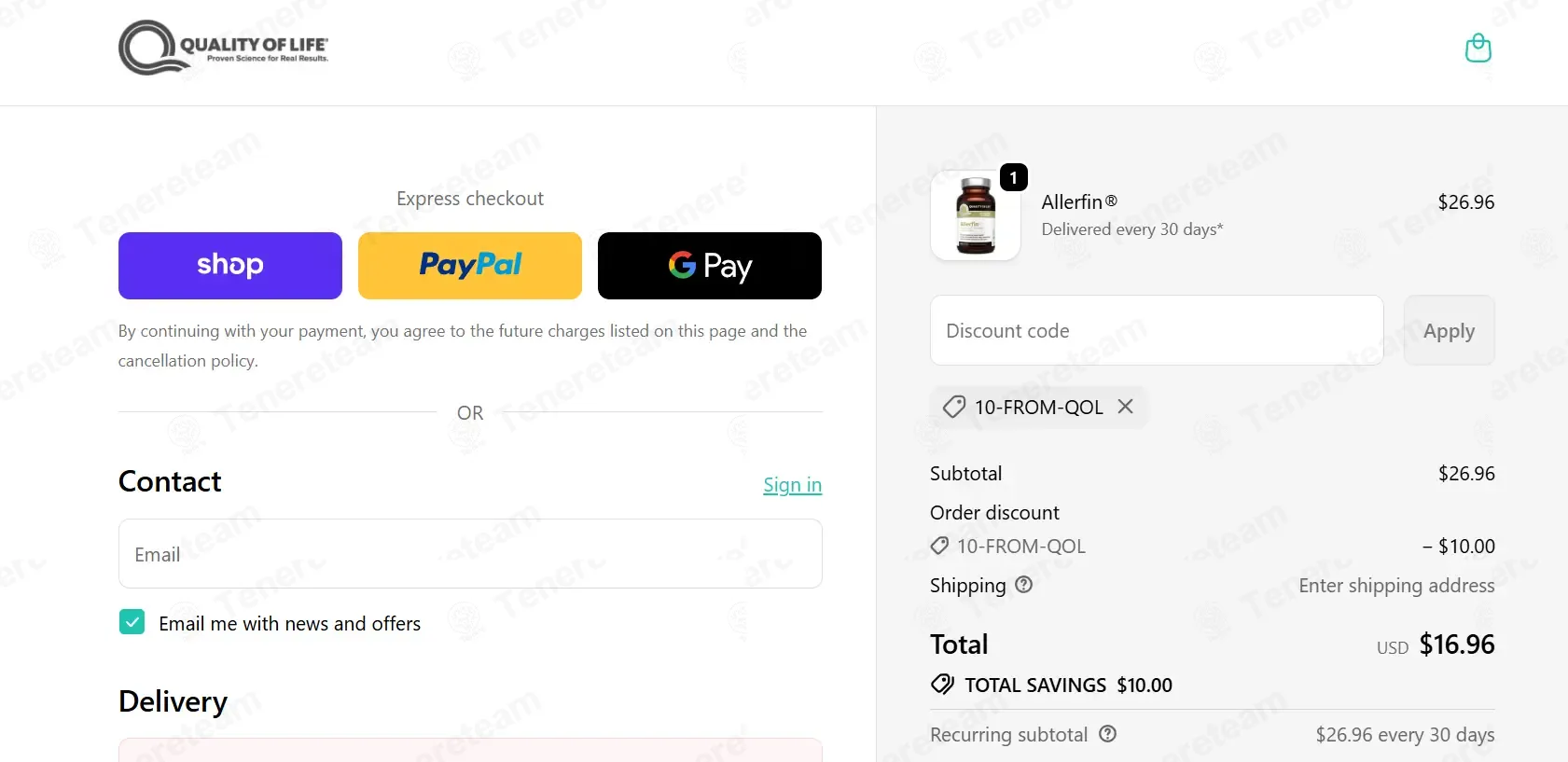Quality Of Life coupon code: $10 off with 10-FROM-QOL. Tested and valid as 7 months ago.