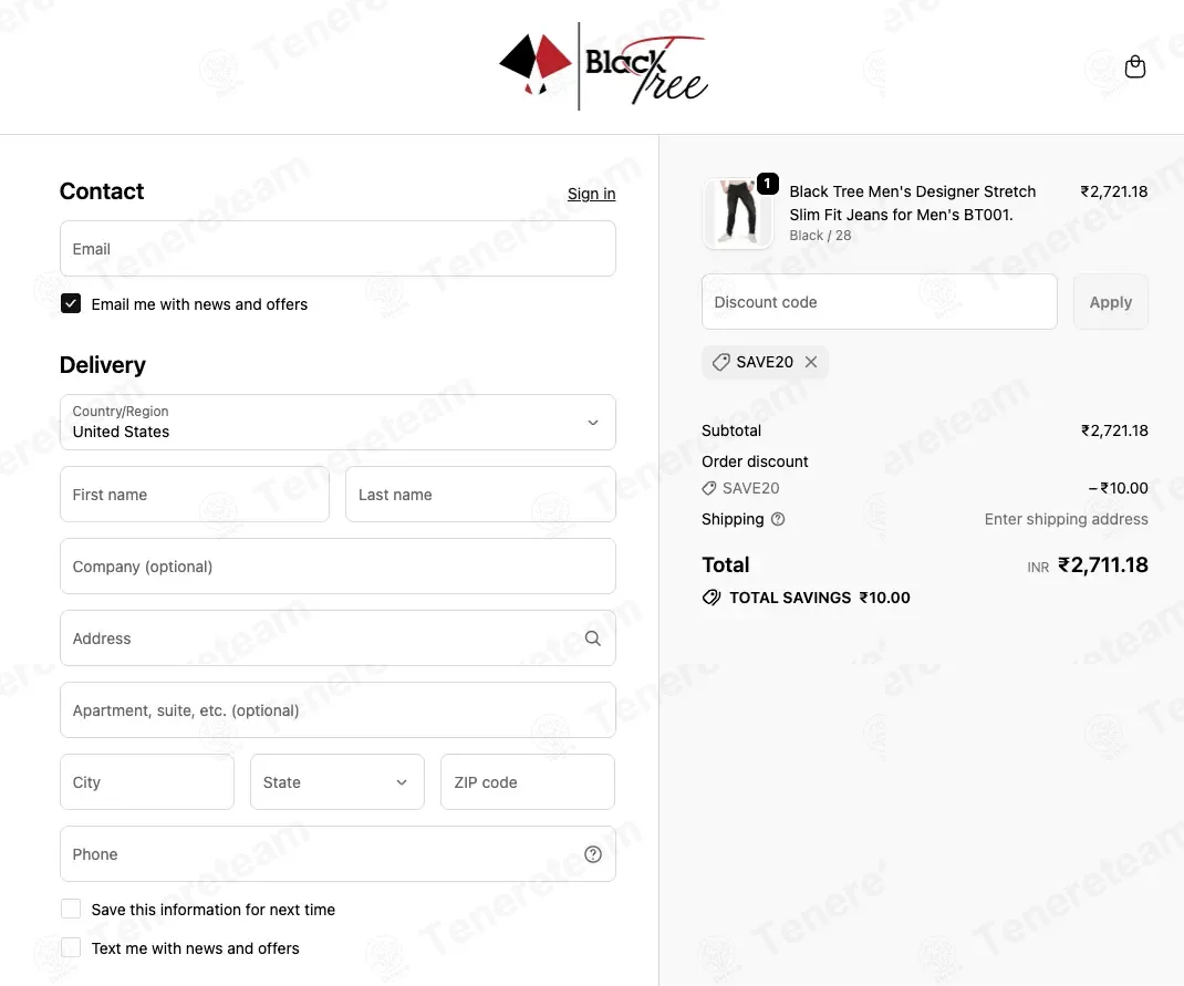My Black Tree coupon code: Rs10 off with SAVE20. Tested and valid as 1 month ago.