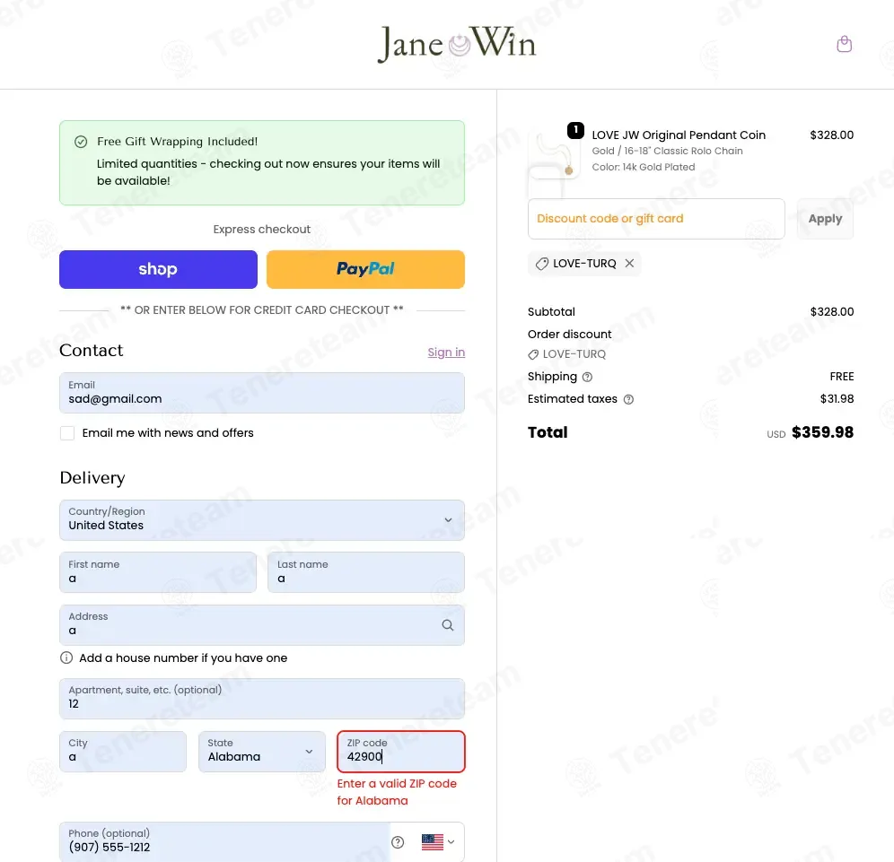 Jane Win coupon code: Sale off with LOVE-TURQ. Tested and valid as 1 month ago.