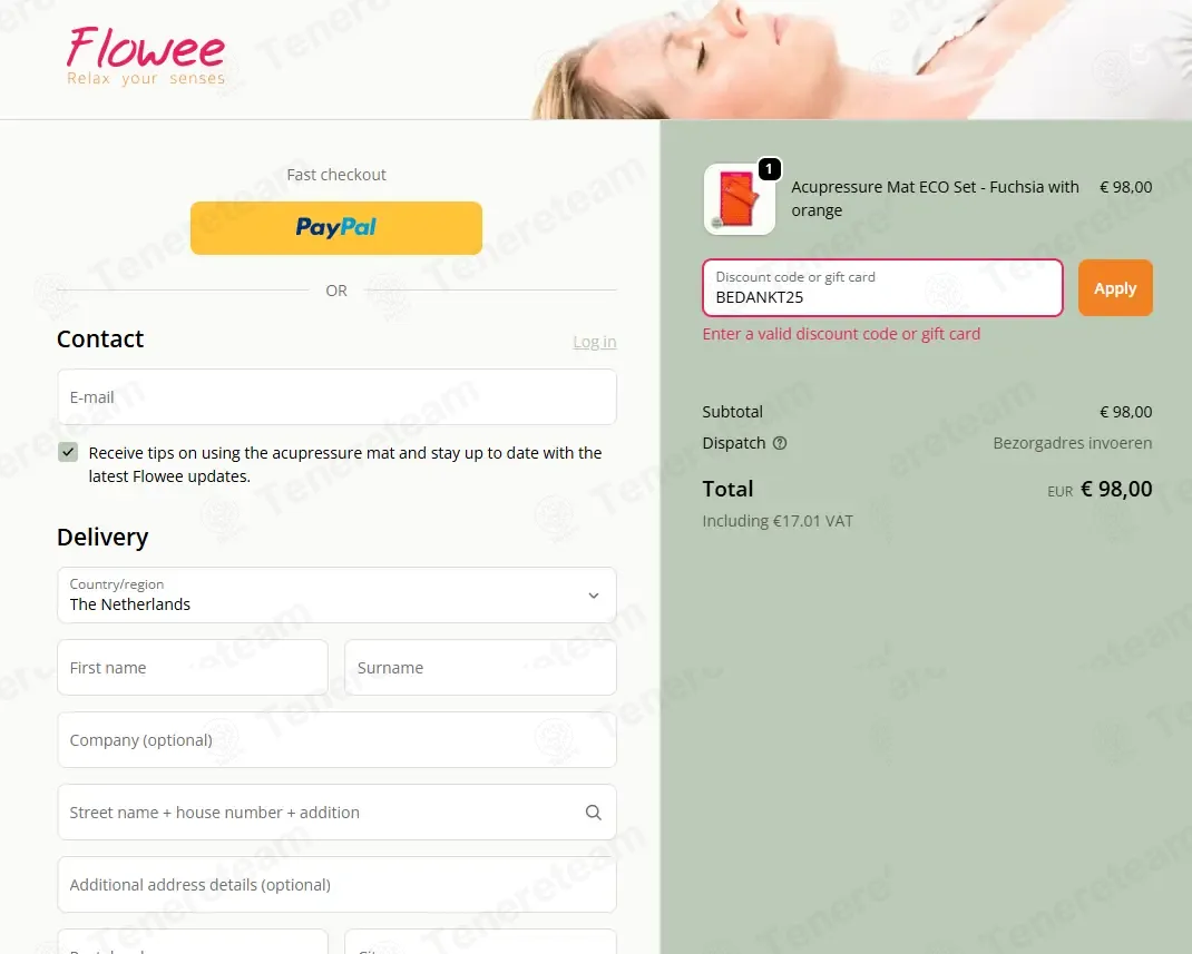 Flowee coupon code: Sale off with BEDANKT25. Tested and valid as 2 weeks ago.