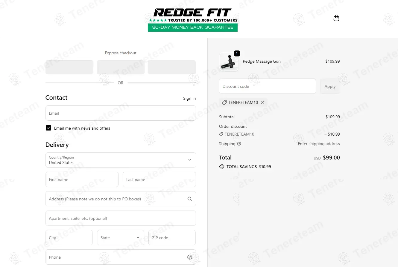 Redge Fit apply coupon code