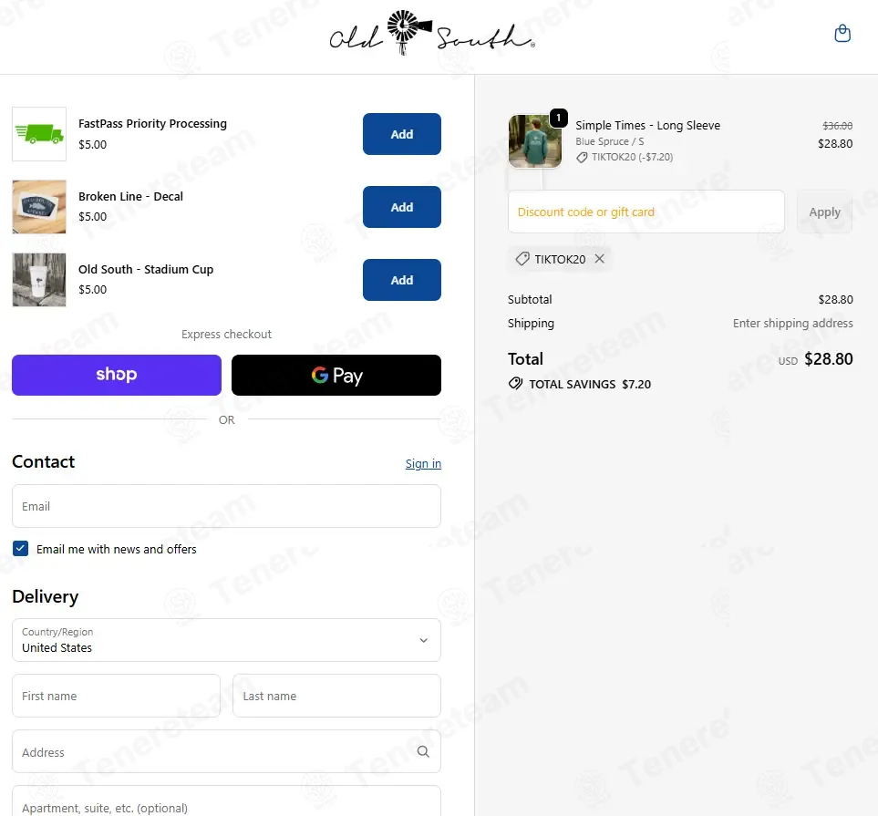 Old South Apparel coupon code: 20% off with TIKTOK20. Tested and valid as 10 months ago.