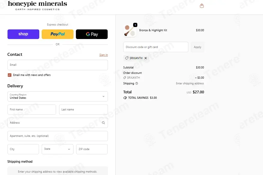 Honeypie Minerals coupon code: 10% off with SRIKANTH. Tested and valid as 3 hours ago.