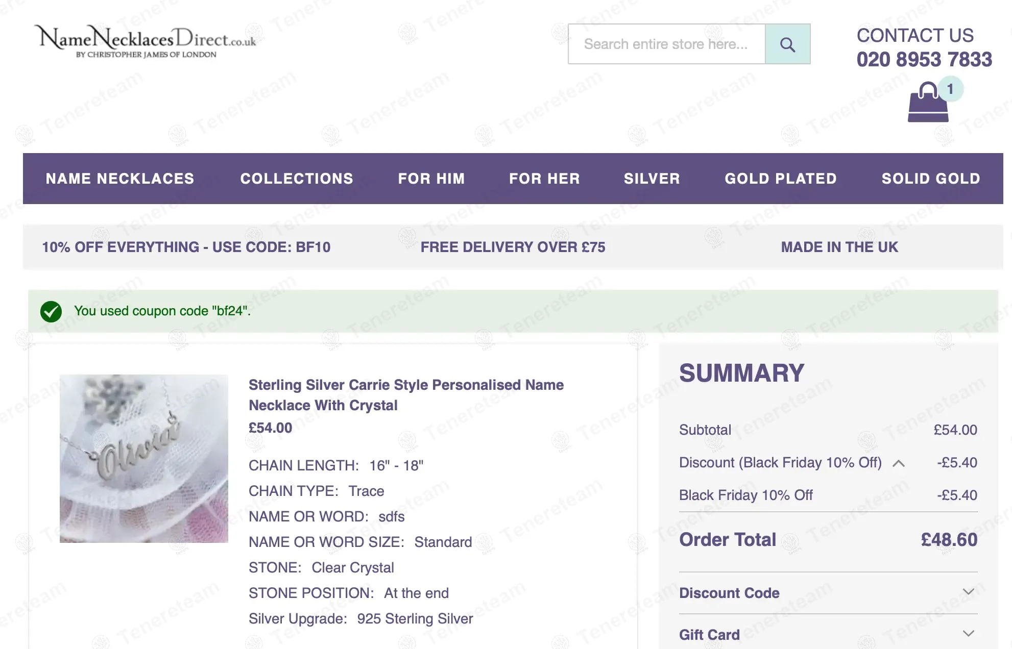 Name Necklaces Direct UK coupon code: 10% off with bf24. Tested and valid as 1 year ago.