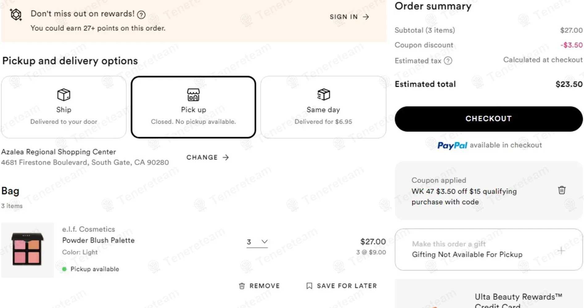 Ulta coupon code: Sale off with 131365. Tested and valid as 2 months ago.