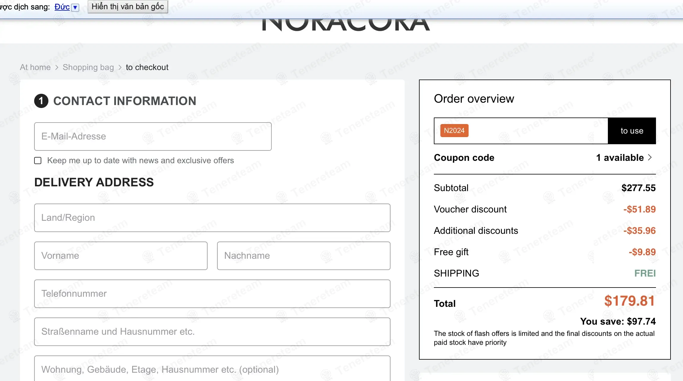 Noracora DE coupon code: €50 off with n2024. Tested and valid as 1 year ago.
