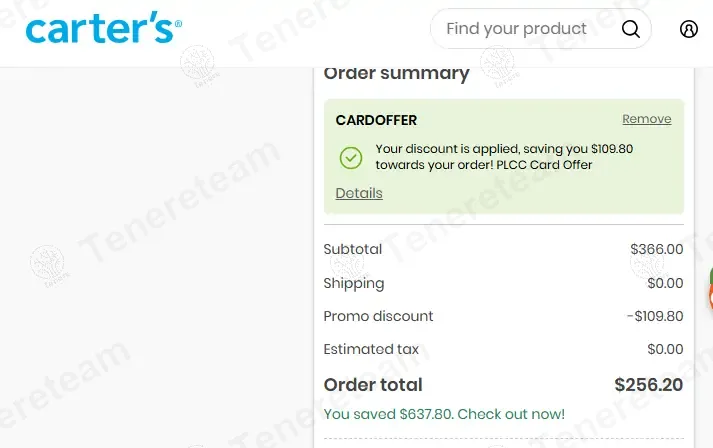 Carters coupon code: 25% off with CARDOFFER. Tested and valid as 1 month ago.
