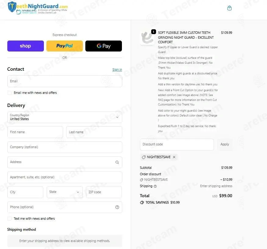 Teeth Night Guard coupon code: 10% off with NIGHTBESTSAVE. Tested and valid as 1 month ago.