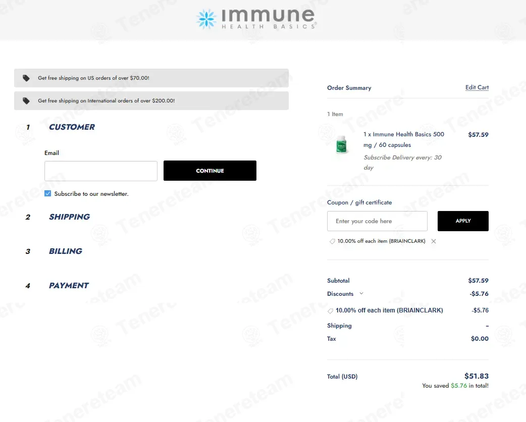 Immune Health Basics coupon code: 10% off with BRIAINCLARK. Tested and valid as 2 weeks ago.