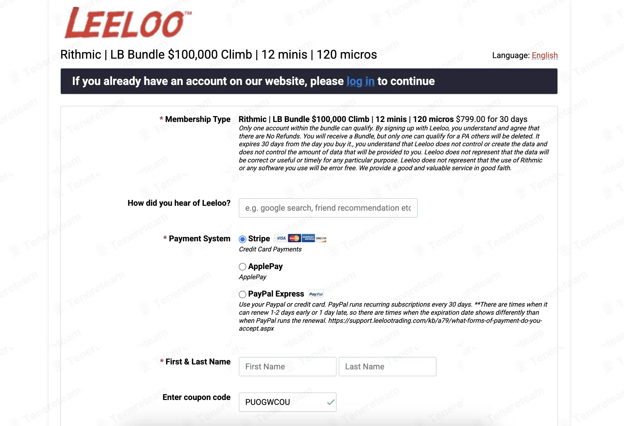 Leeloo Trading coupon code: 20% off with PUOGWCOU. Tested and valid as 2 weeks ago.