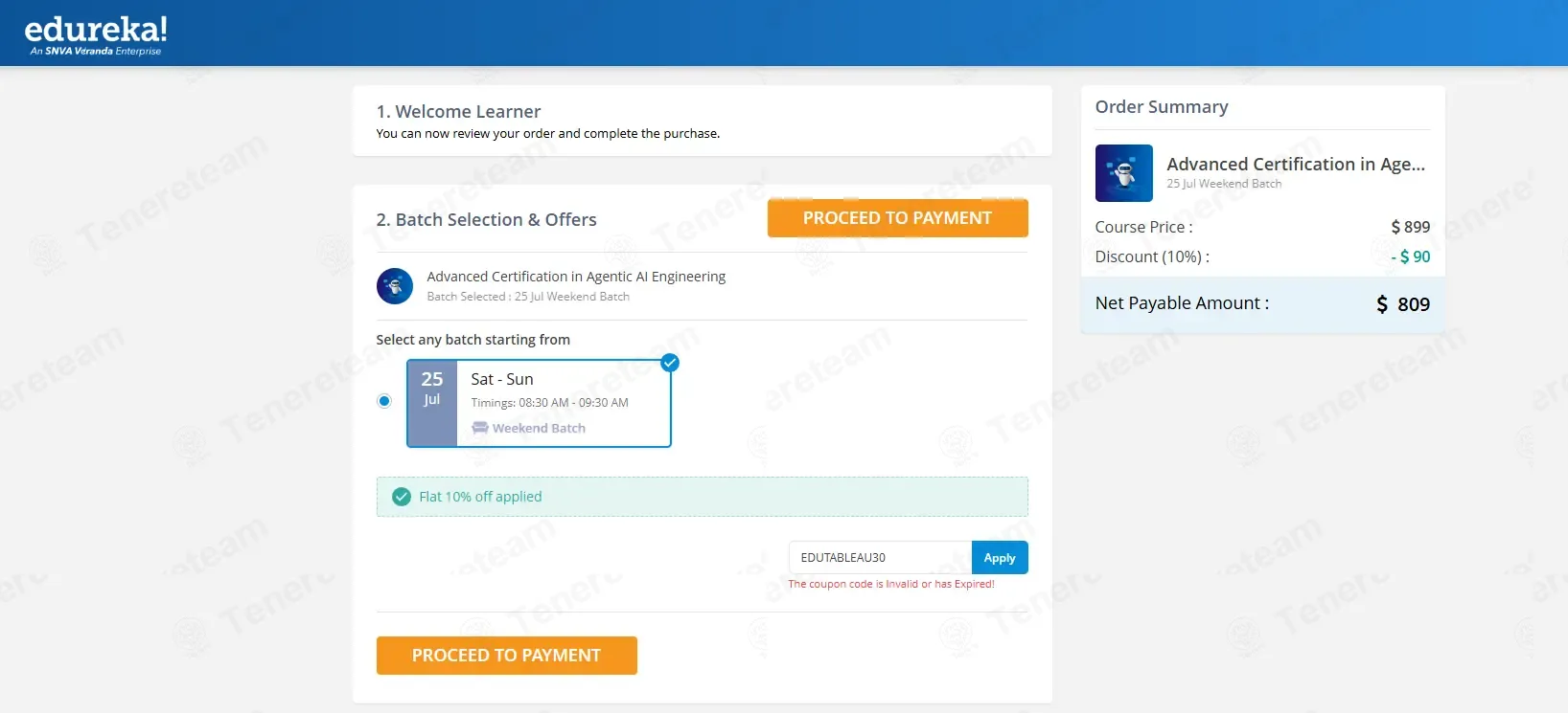 Edureka.co coupon code: 30% off with EDUTABLEAU30. Tested and valid as 3 weeks ago.