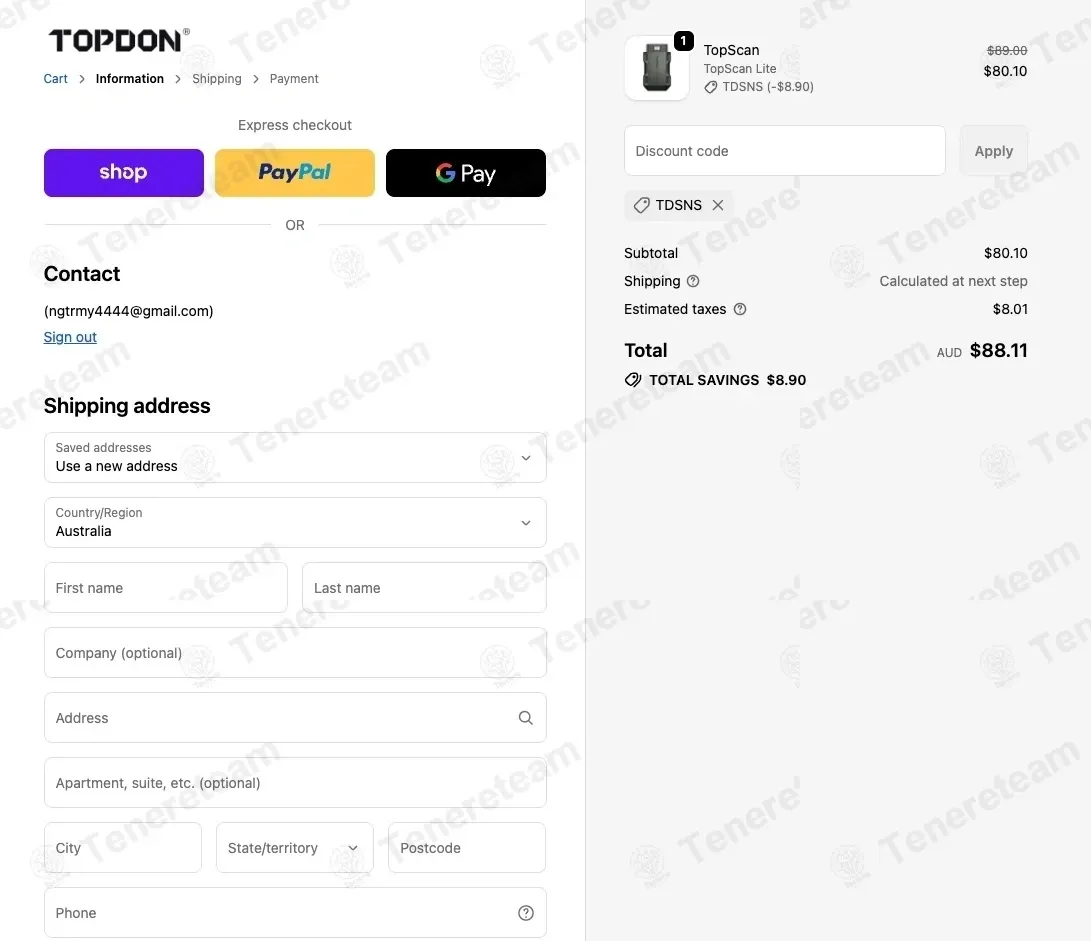 Topdon AU coupon code verified as working at checkout