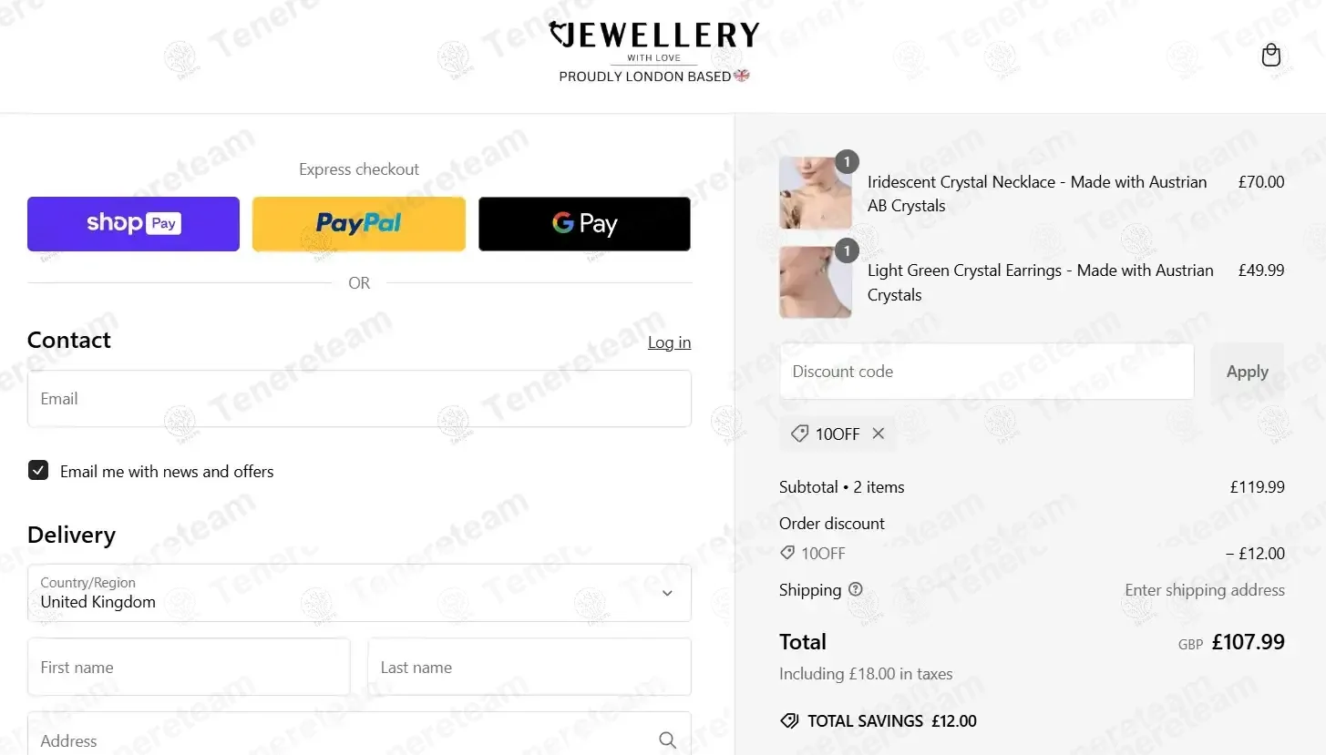 Jewellery with Love coupon code: 10% off with 10off10. Tested and valid as 1 month ago.