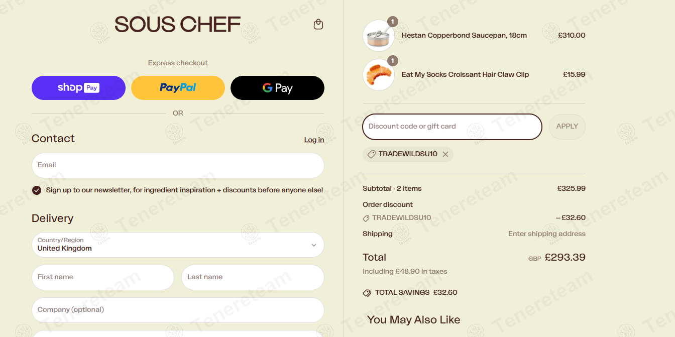 Sous Chef coupon code: 10% off with TRADEWILDSU10. Tested and valid as 1 year ago.