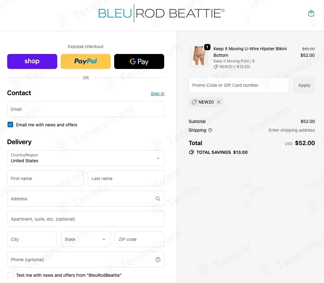 Bleu Rod Beattie coupon code: 20% off with NEW20. Tested and valid as 1 month ago.