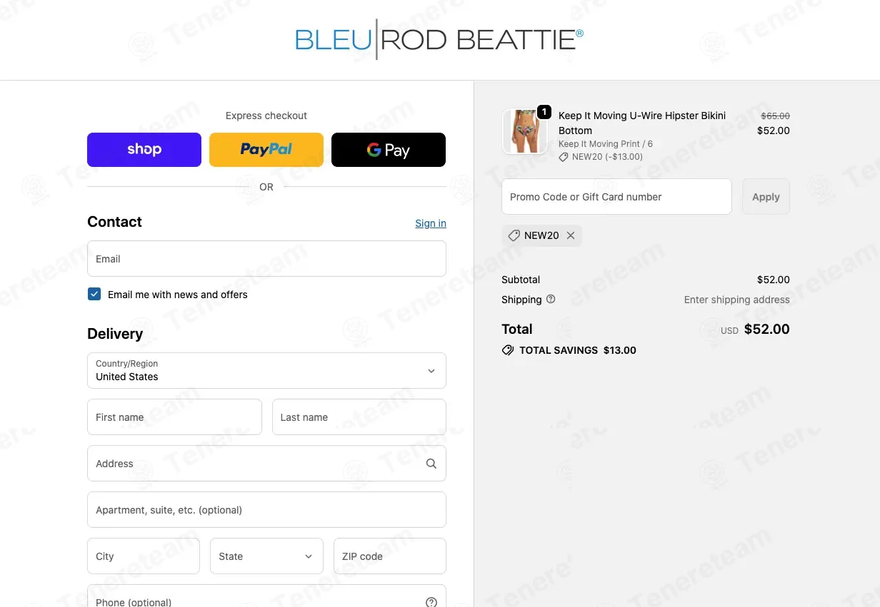 Bleu Rod Beattie coupon code: 20% off with NEW20. Tested and valid as 1 month ago.