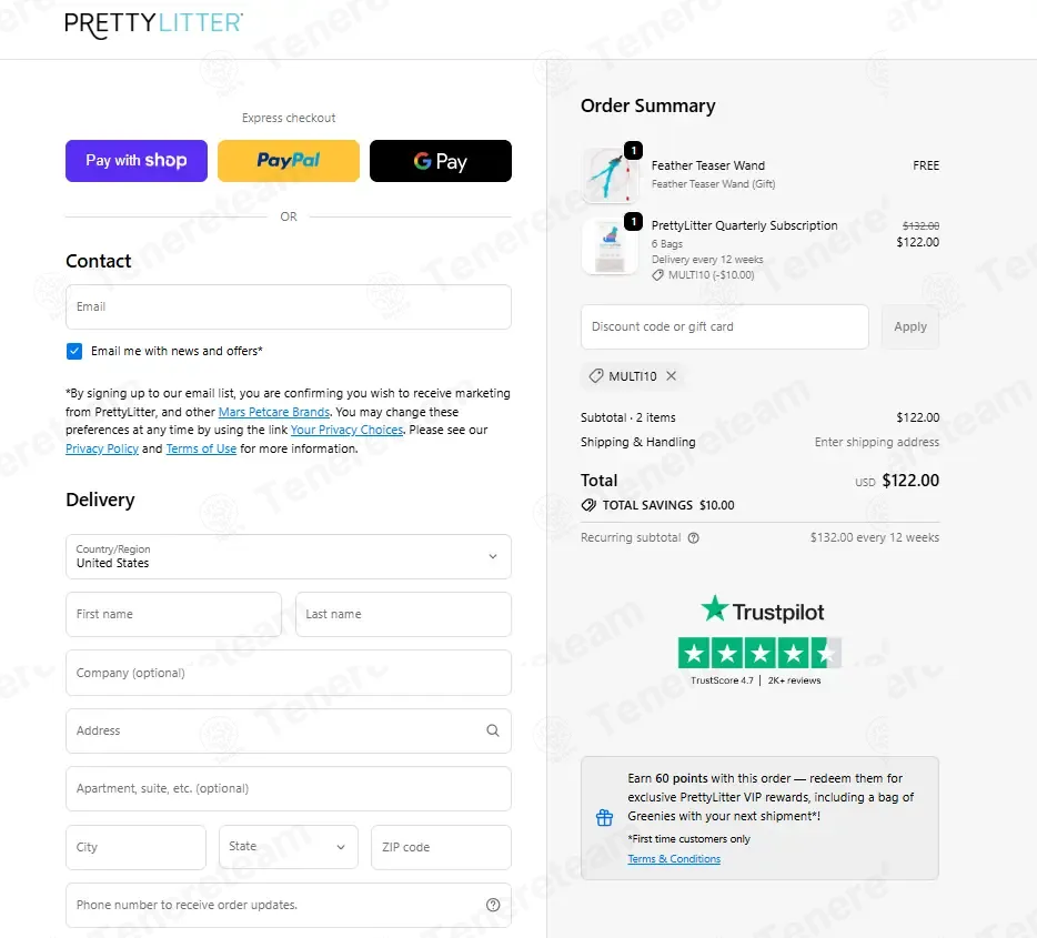PrettyLitter coupon code: $10 off with MULTI10. Tested and valid as 4 months ago.