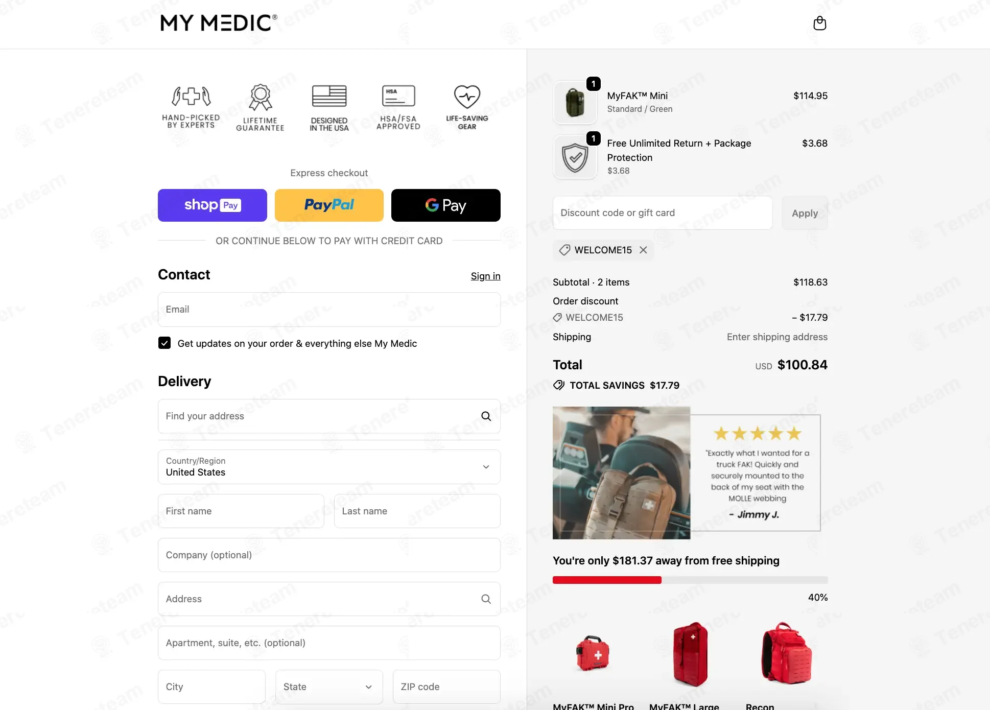 My Medic coupon code: 15% off with WELCOME15. Tested and valid as 2 weeks ago.