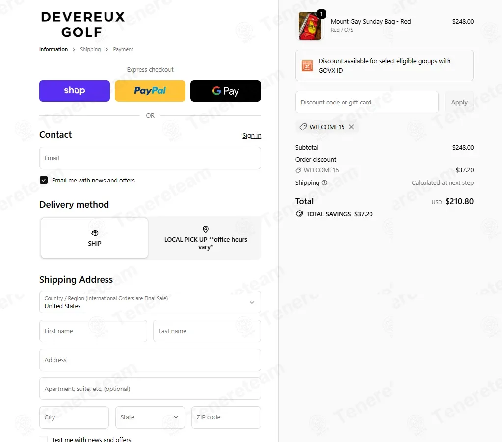 Devereux Golf coupon code: 15% off with WELCOME15. Tested and valid as 2 days ago.