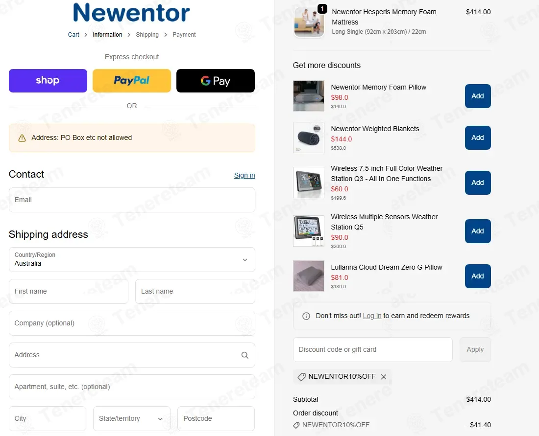Newentor Australia coupon code: 10% off with NEWENTOR10%OFF. Tested and valid as 2 weeks ago.