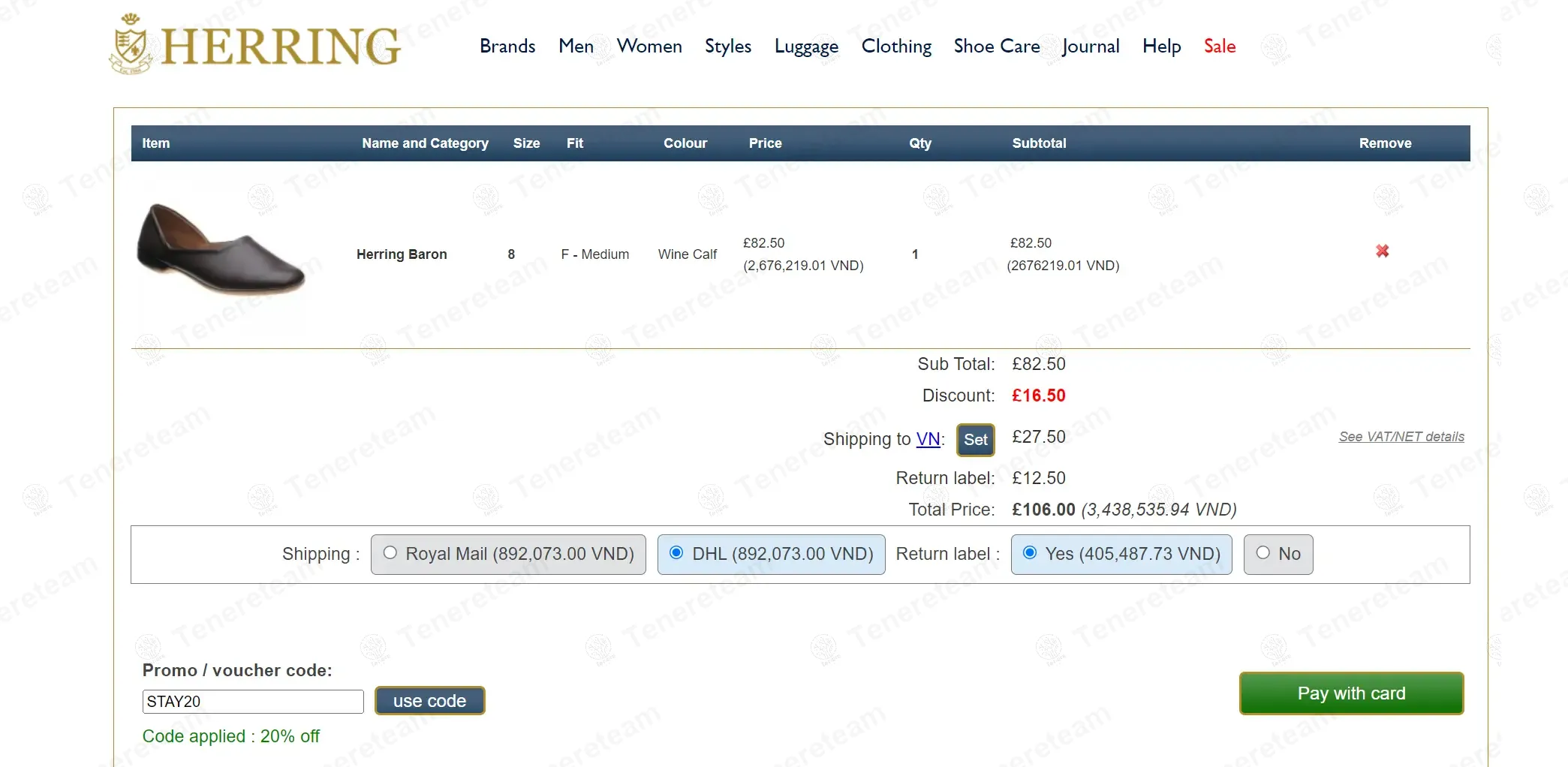 Herring Shoes coupon code: 20% off with STAY20. Tested and valid as 1 year ago.
