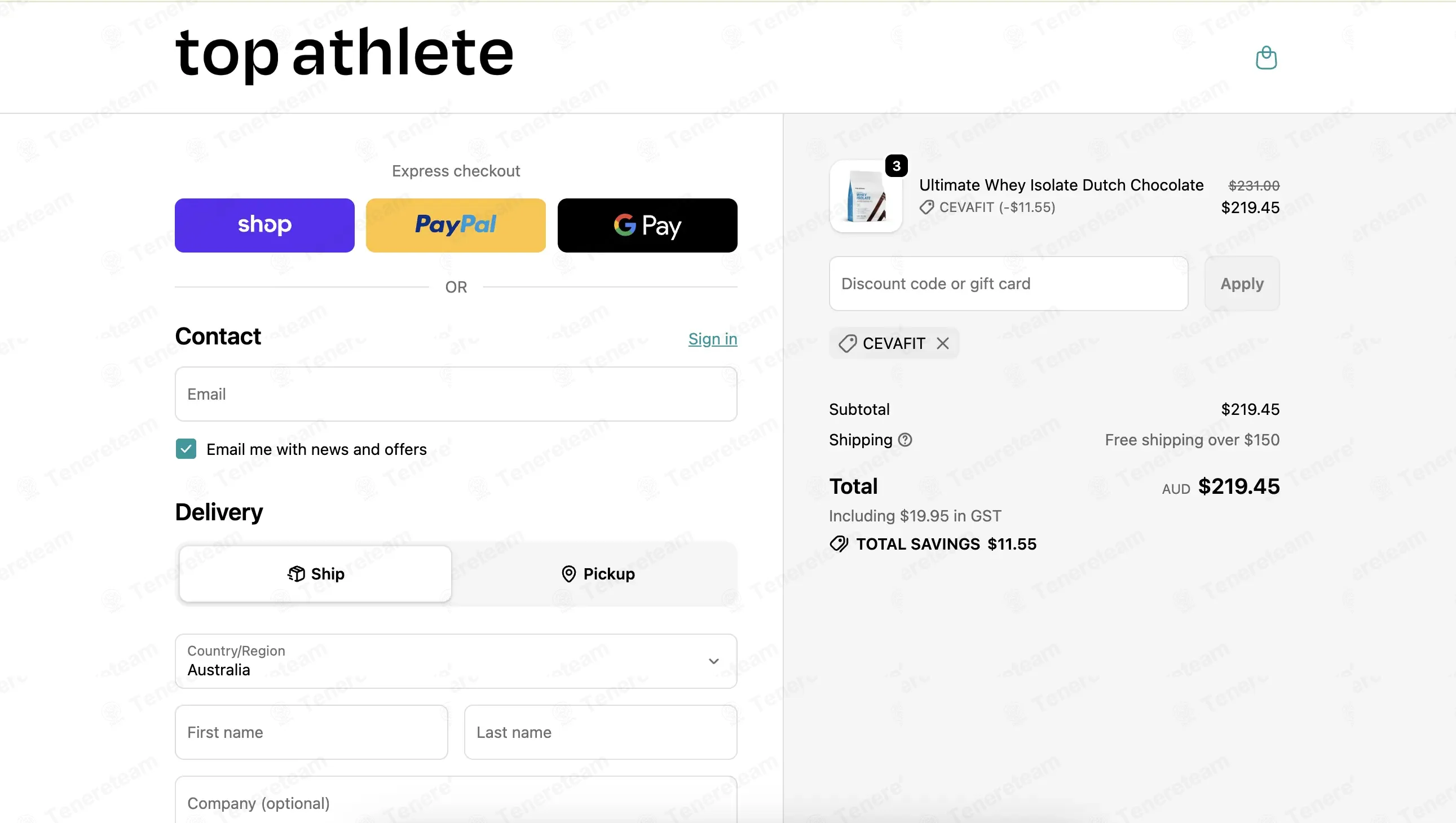 Top Athlete AU coupon code: 5% off with CEVAFIT. Tested and valid as 2 weeks ago.