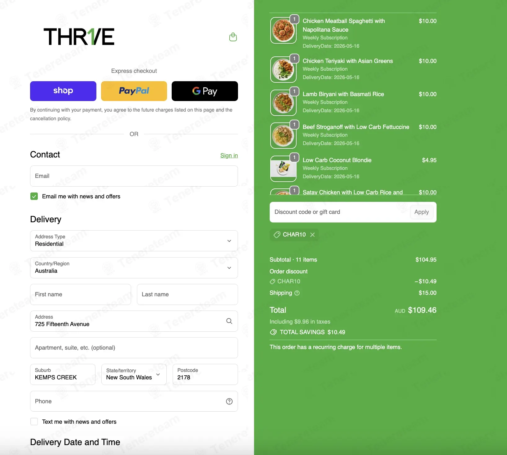 Thrive Meals coupon code verified as working at checkout