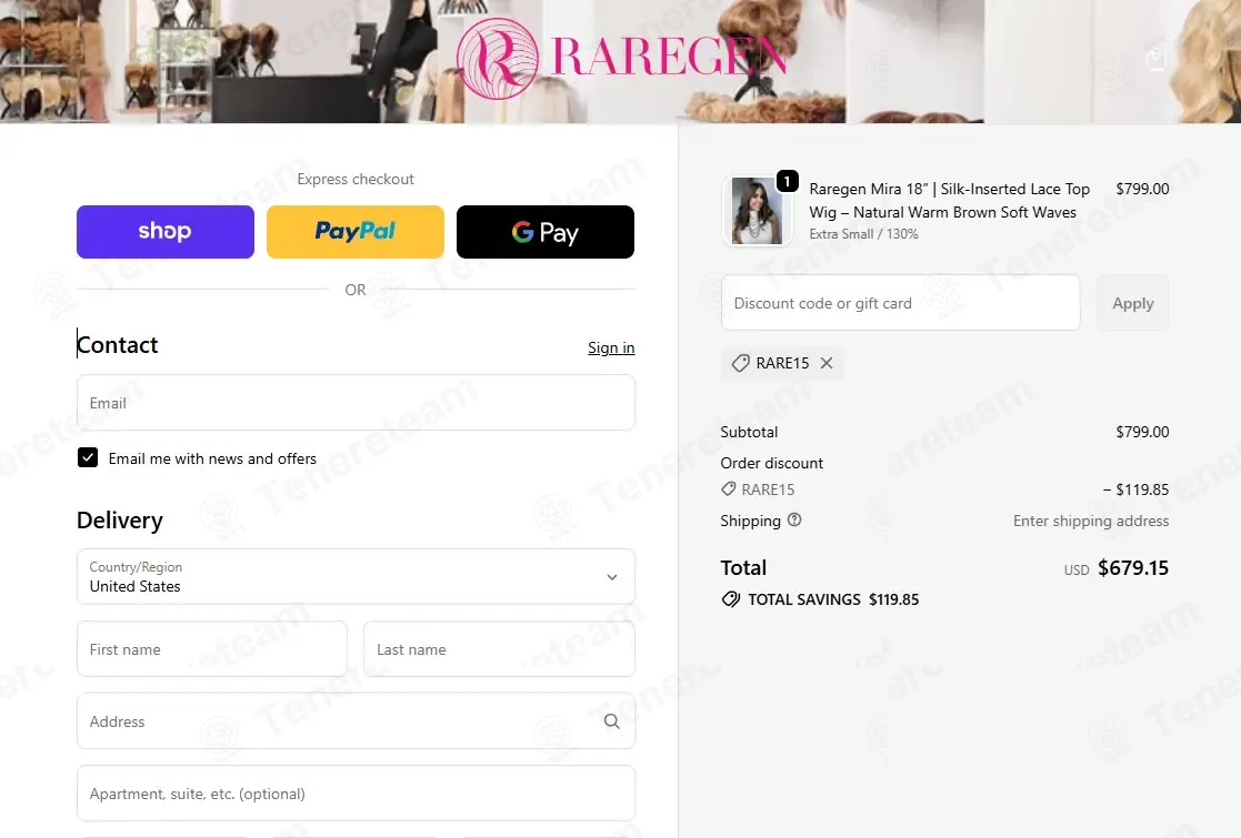 Raregenhair coupon code: 15% off with RARE15. Tested and valid as 1 month ago.