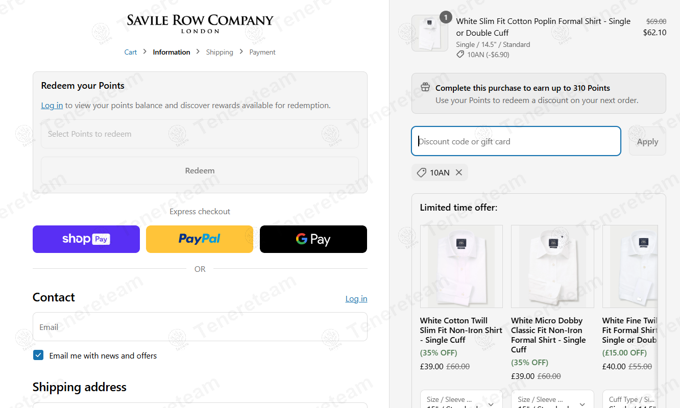 Savile Row coupon code: 10% off with 10AN. Tested and valid as 1 year ago.
